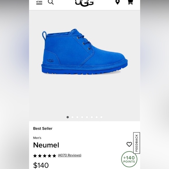 UGG Mens Neumel Blue Suede Lace Up Boots Size 12 - Picture 9 of 10